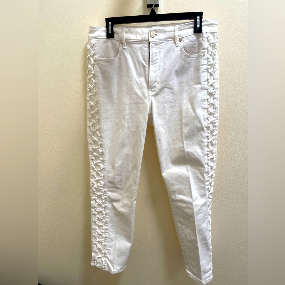 White House Black Market Braided White Jeans